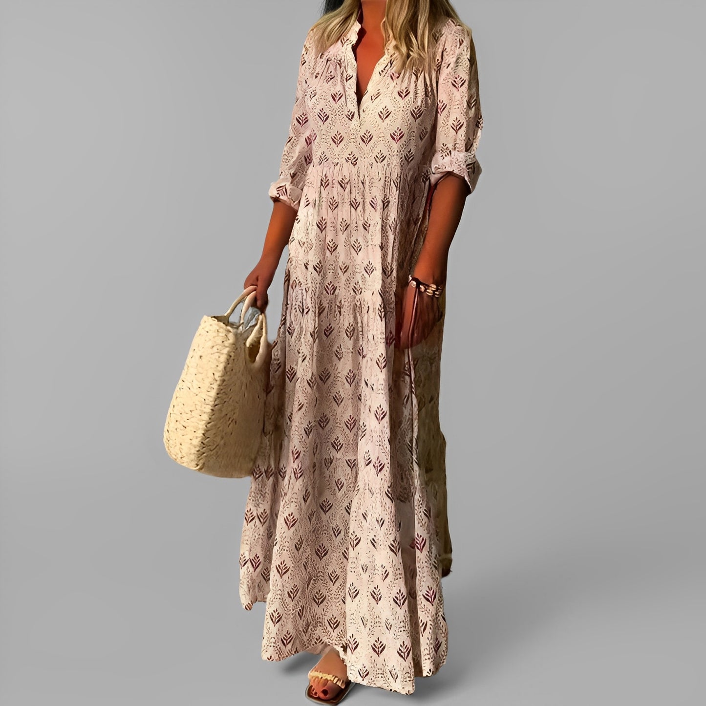 Monna - Retro und locker geschnittenes Maxikleid für Damen