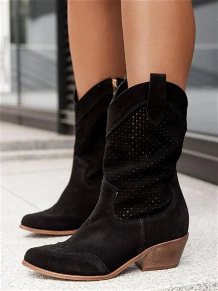 Queenie - Leichte Frauen Westernstiefel mit Reißverschluss