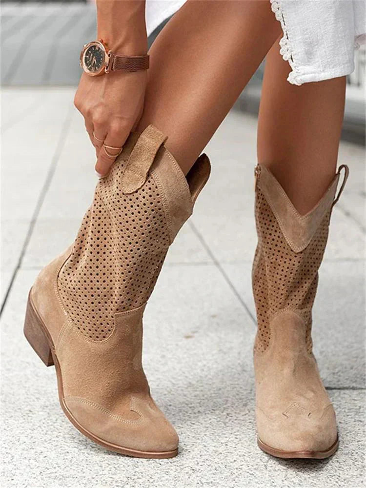 Queenie - Leichte Frauen Westernstiefel mit Reißverschluss