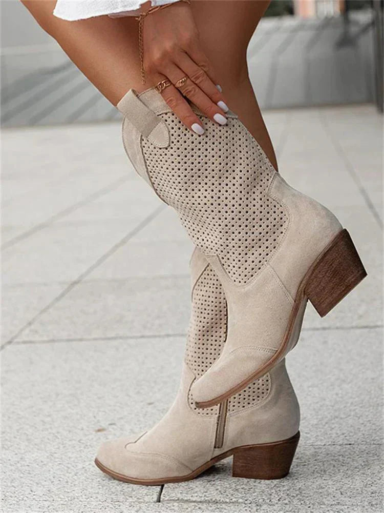 Queenie - Leichte Frauen Westernstiefel mit Reißverschluss