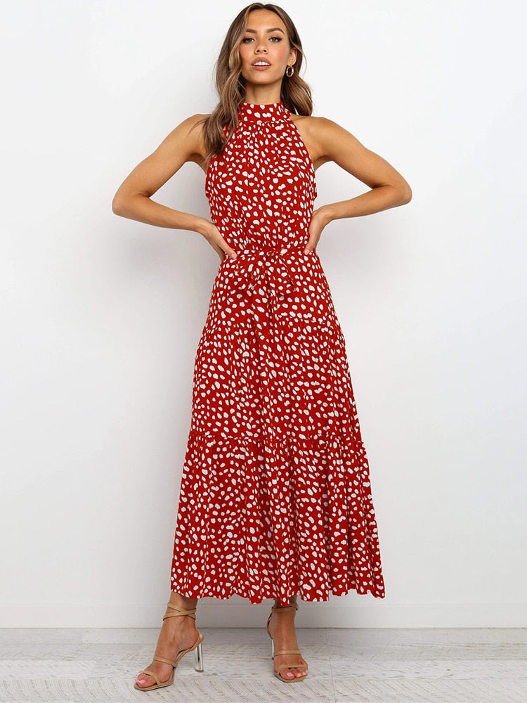 Naomi – Polka Dot Midi Kleid mit Taillenband