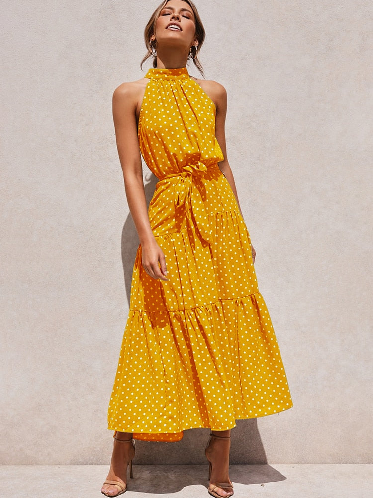 Naomi – Polka Dot Midi Kleid mit Taillenband