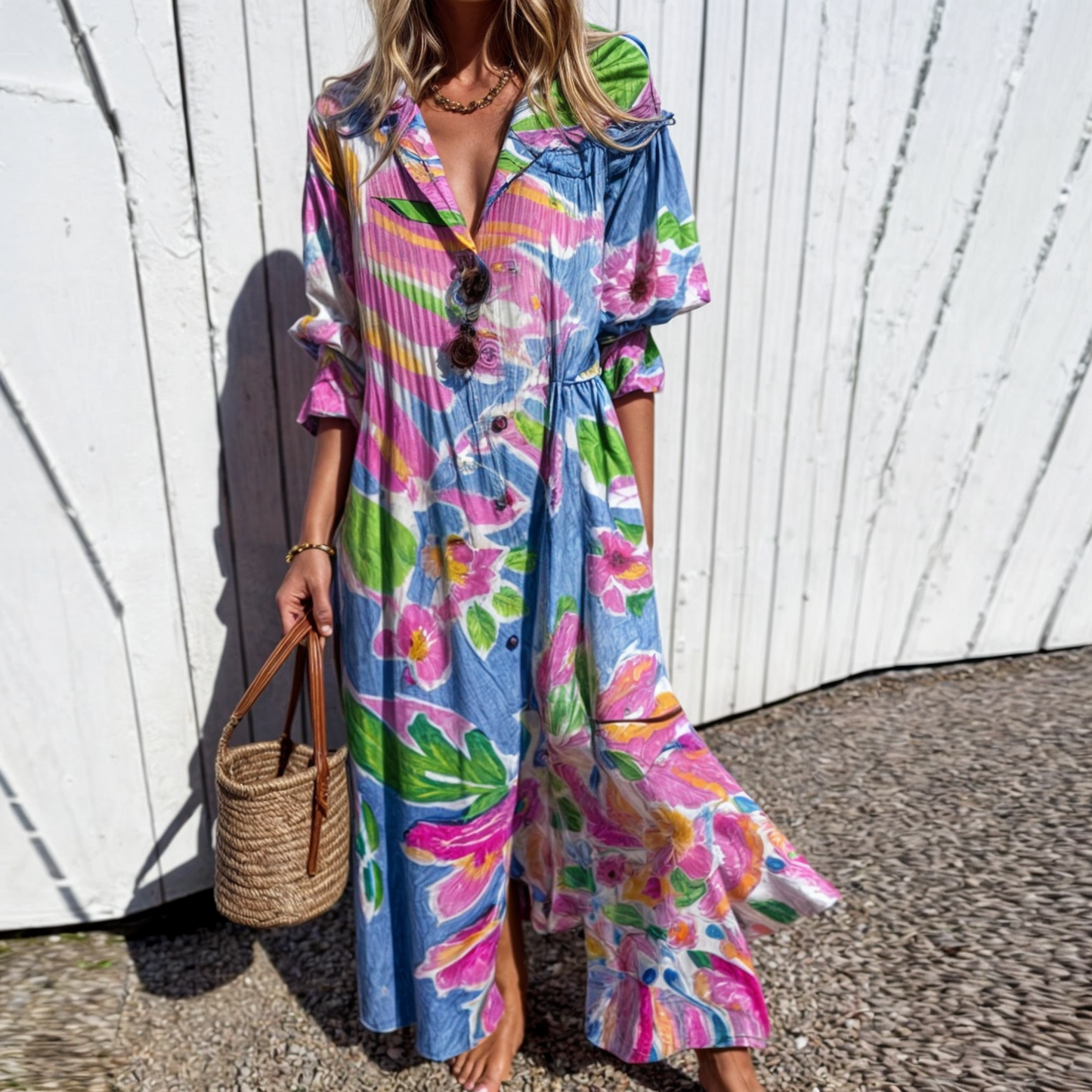 Noelia – Blusenkleid mit lebendigem Blumenprint