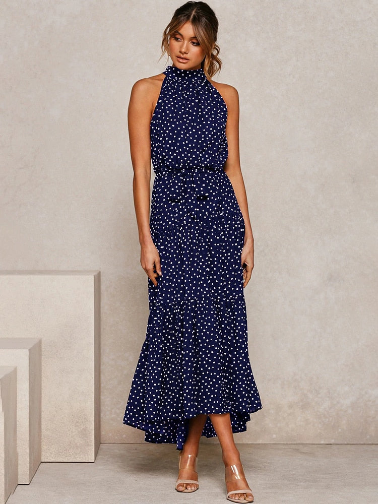 Naomi – Polka Dot Midi Kleid mit Taillenband