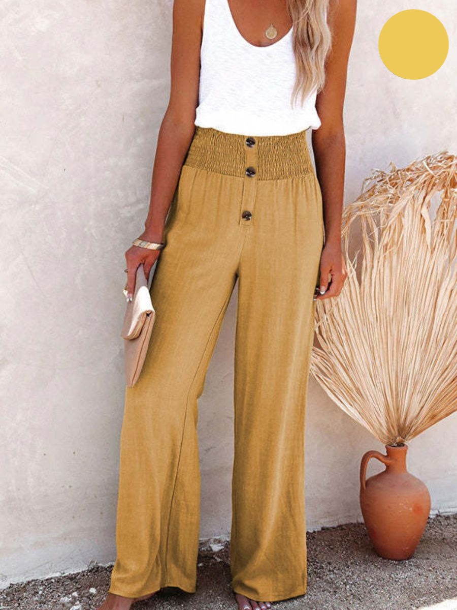 Sophia – Hochgeschnittene Hose aus Baumwolle & Leinen