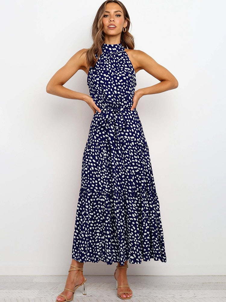 Naomi – Polka Dot Midi Kleid mit Taillenband