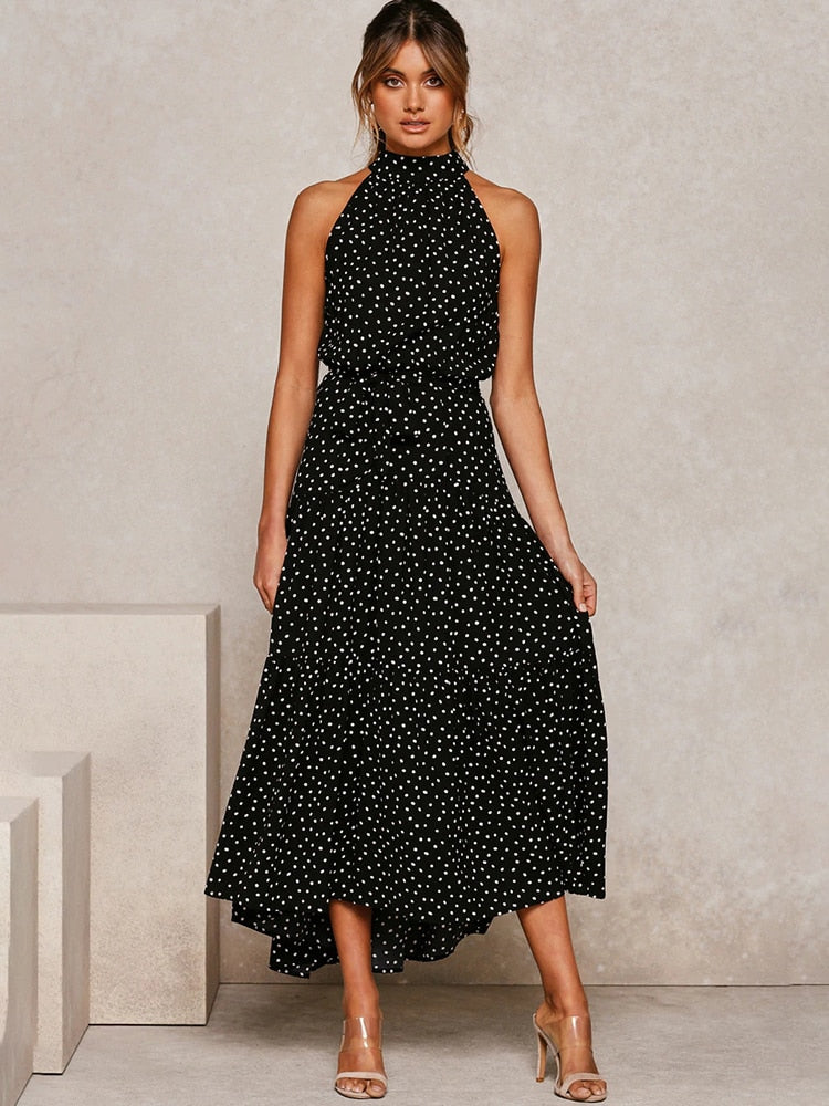 Naomi – Polka Dot Midi Kleid mit Taillenband