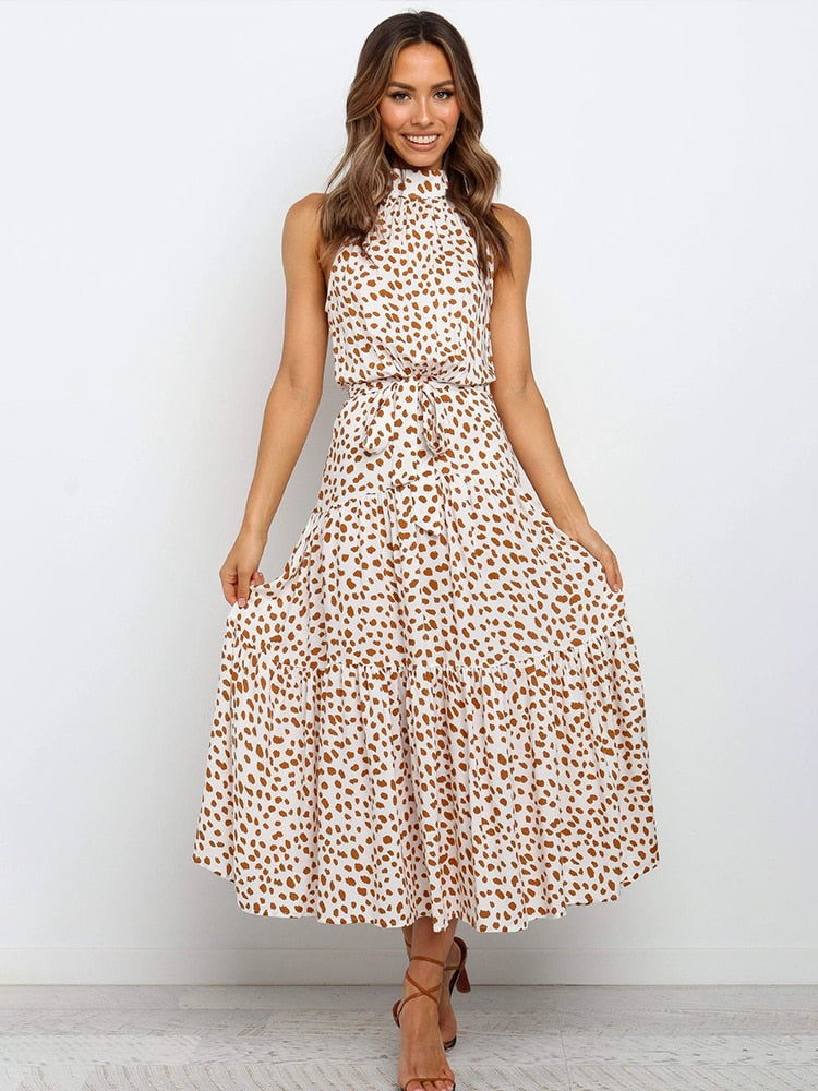 Naomi – Polka Dot Midi Kleid mit Taillenband