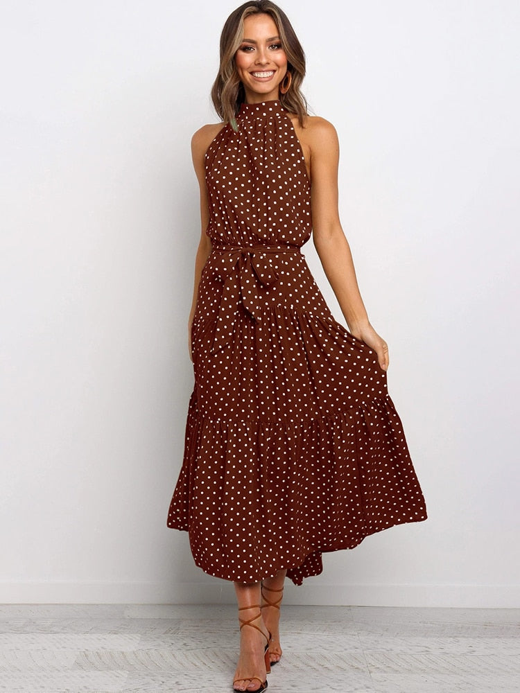 Naomi – Polka Dot Midi Kleid mit Taillenband
