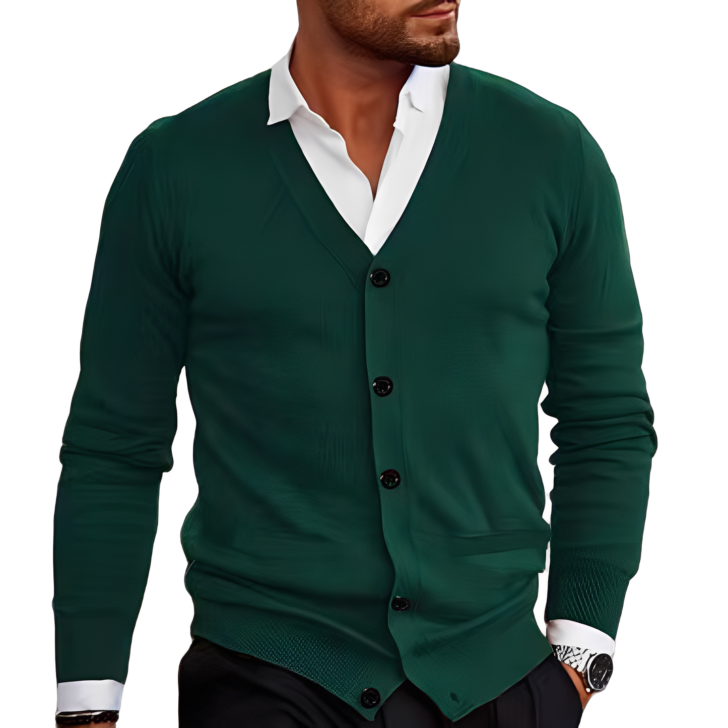 Holden - Lässige Baumwollstrickjacke mit Knöpfen für Herren
