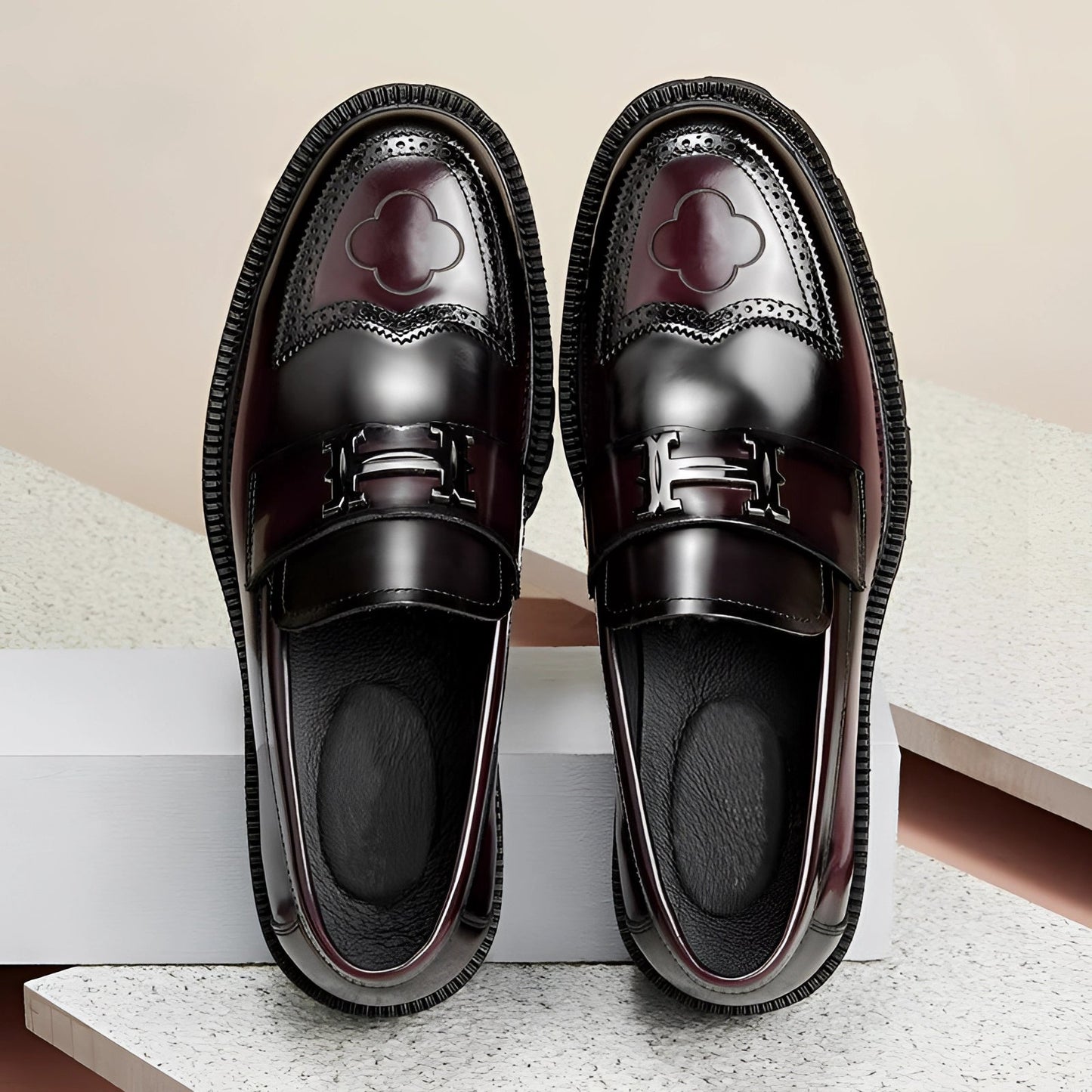 Marc – Bordeauxrote Lederschuhe mit dicker Sohle