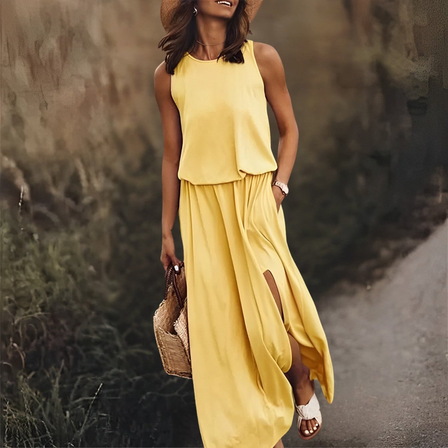 Mina – Kleid mit geteiltem Saum und Doppeltaschen