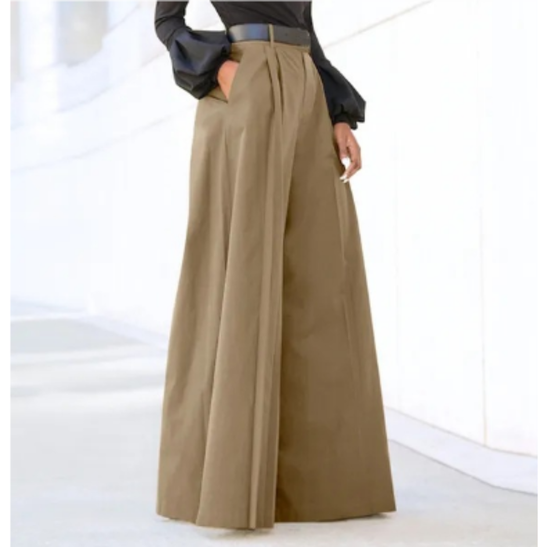 Malachia - Einfarbige Damen-Hose mit weitem Bein