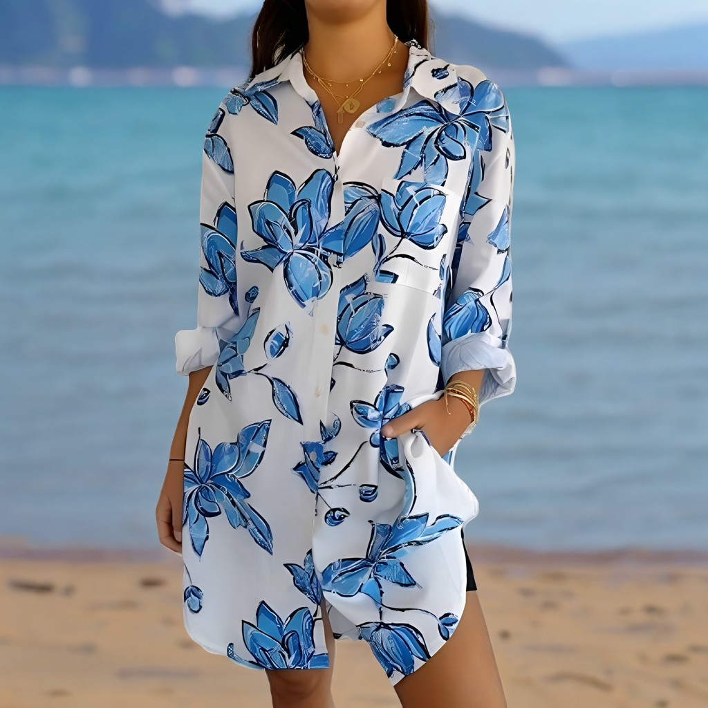 Hollie - Klassisches Hemdkleid mit Print für Damen