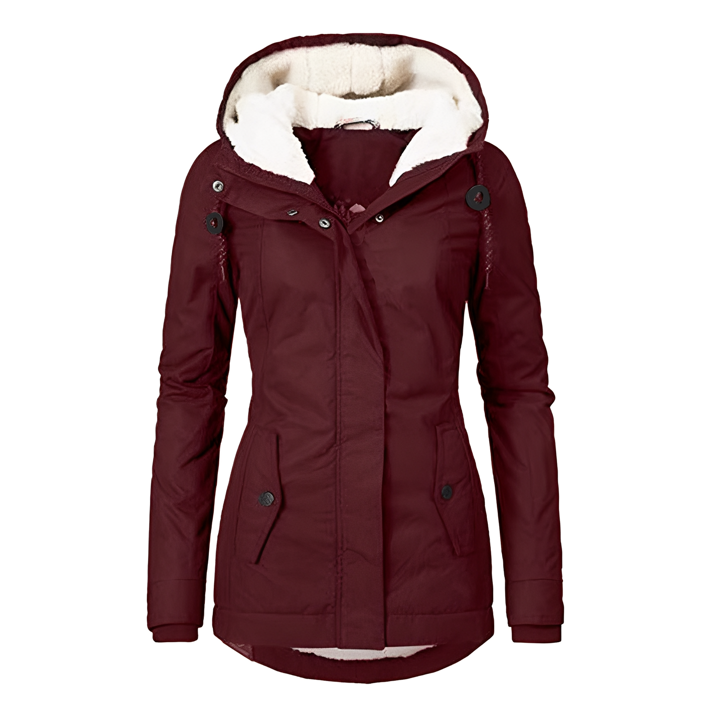 Angelica - Warmer Plisseemantel mit Kapuze für Damen