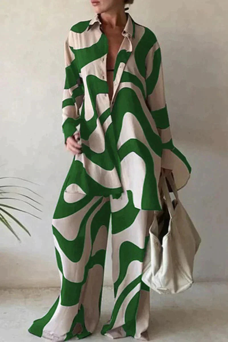 Anika – Zweiteiler mit Muster und weiter Hose