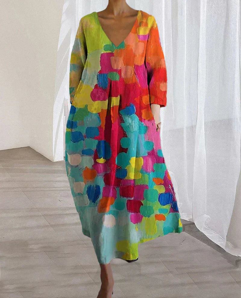 Noemi – Lockeres Kleid mit Künstlerischem Druck