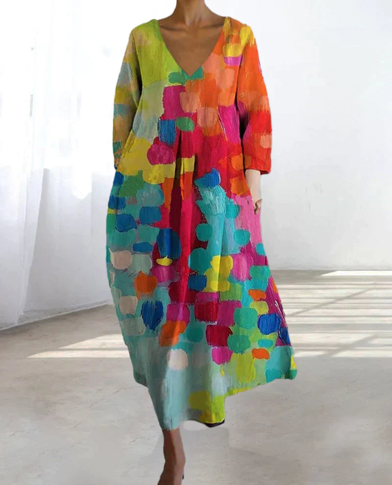 Noemi – Lockeres Kleid mit Künstlerischem Druck