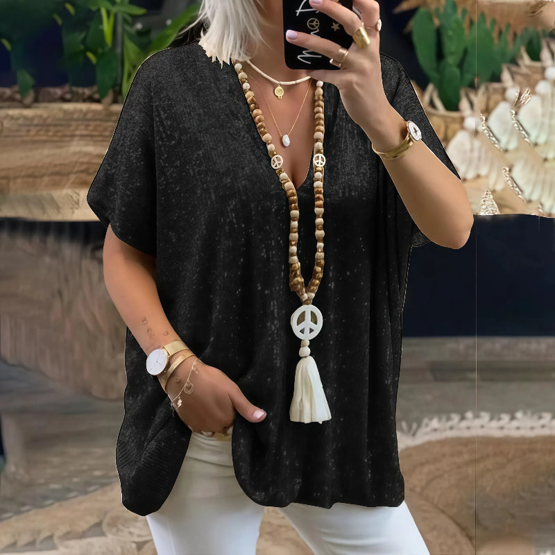 Paola - Glitzerndes T-Shirt mit V-Ausschnitt