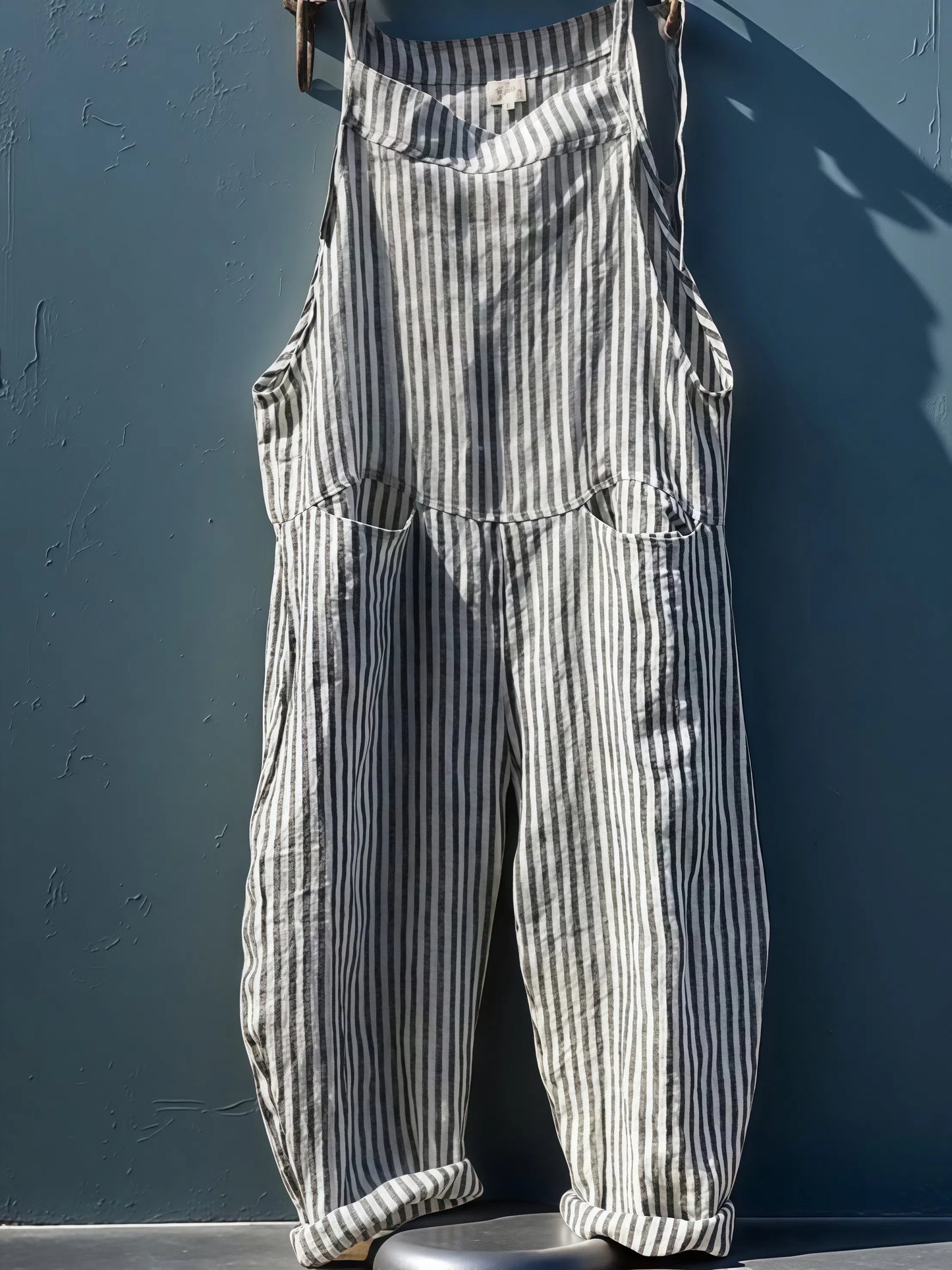 Alyssa - Gestreifter Damen-Overall mit weitem Bein