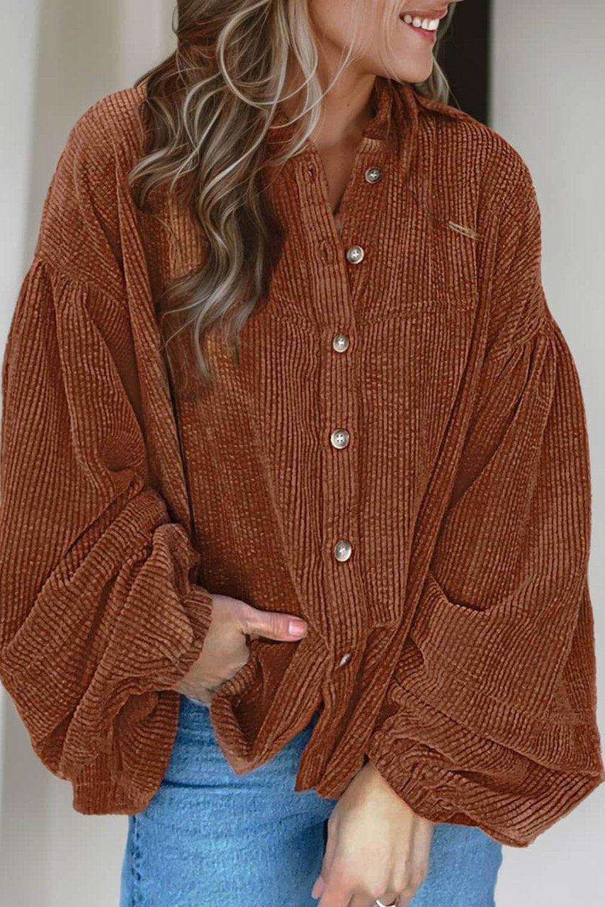 Mai - Kordbluse mit Puffärmeln Damenkleidung
