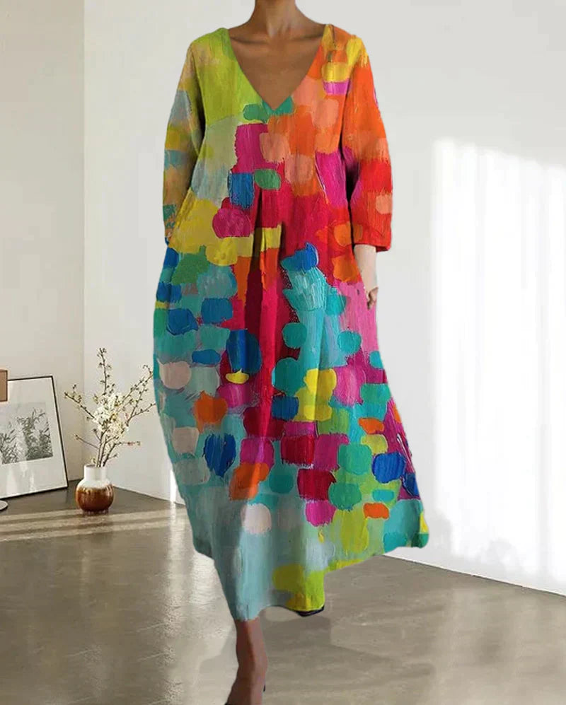 Noemi – Lockeres Kleid mit Künstlerischem Druck