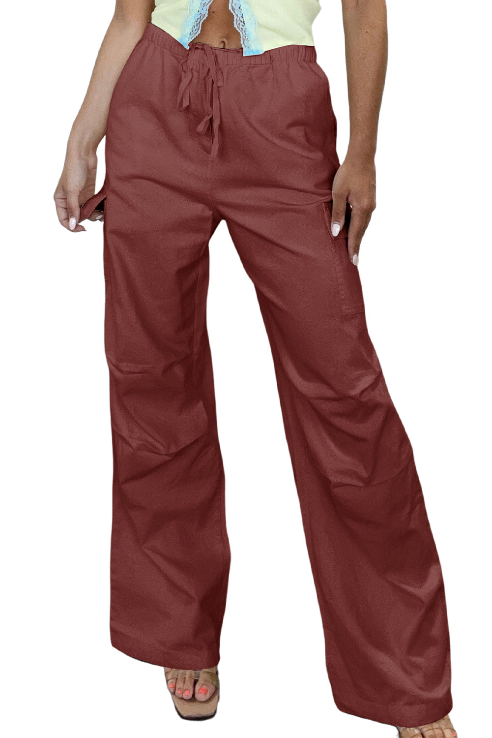 Lira- Weite Cargohose, Roter Kordelzug