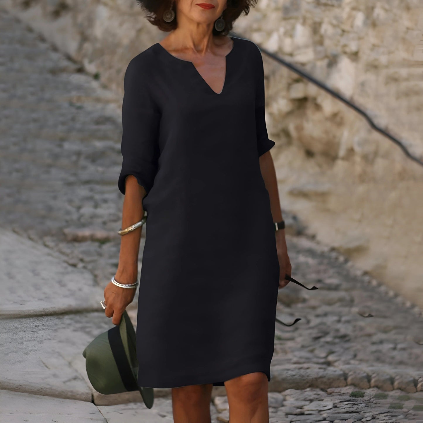 Corinne - Schlichtes Sommerkleid mit V-Ausschnitt für Damen