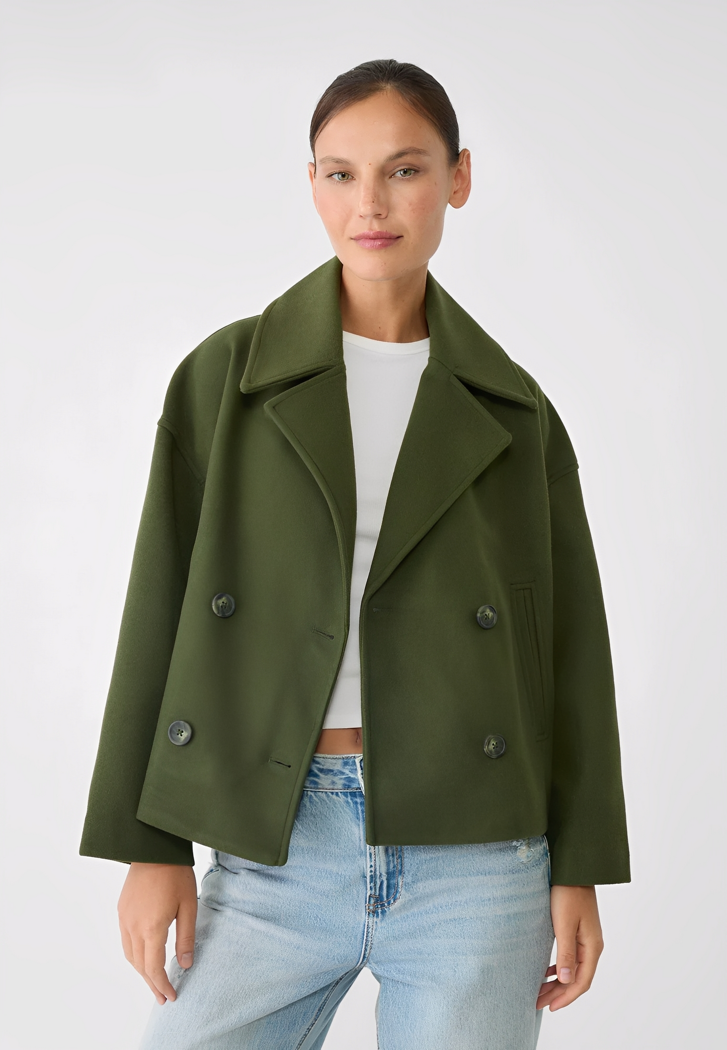 Claire – Modische Kurze Zweireihige Jacke