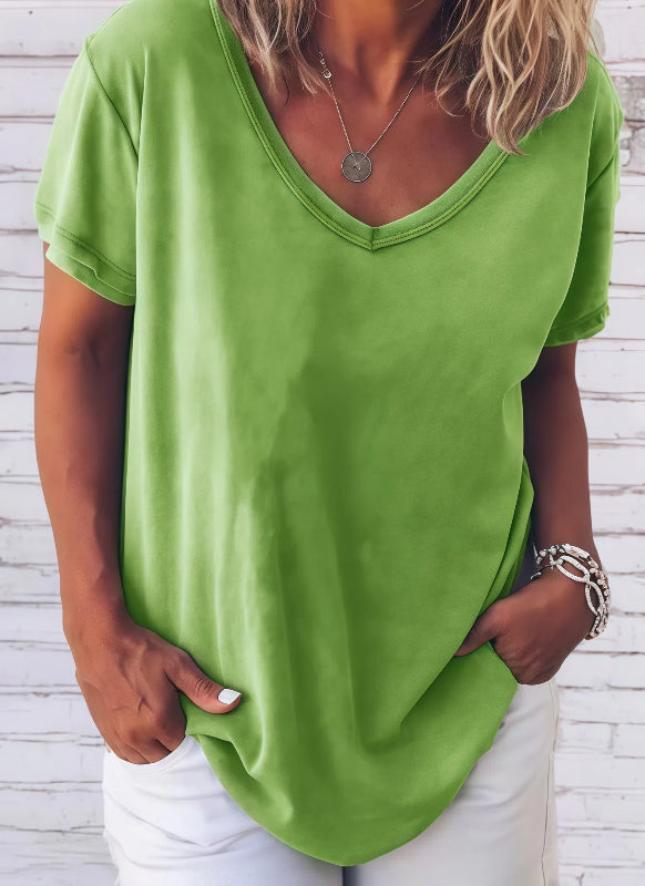 Estela - Bequemes V-Ausschnitt T-Shirt