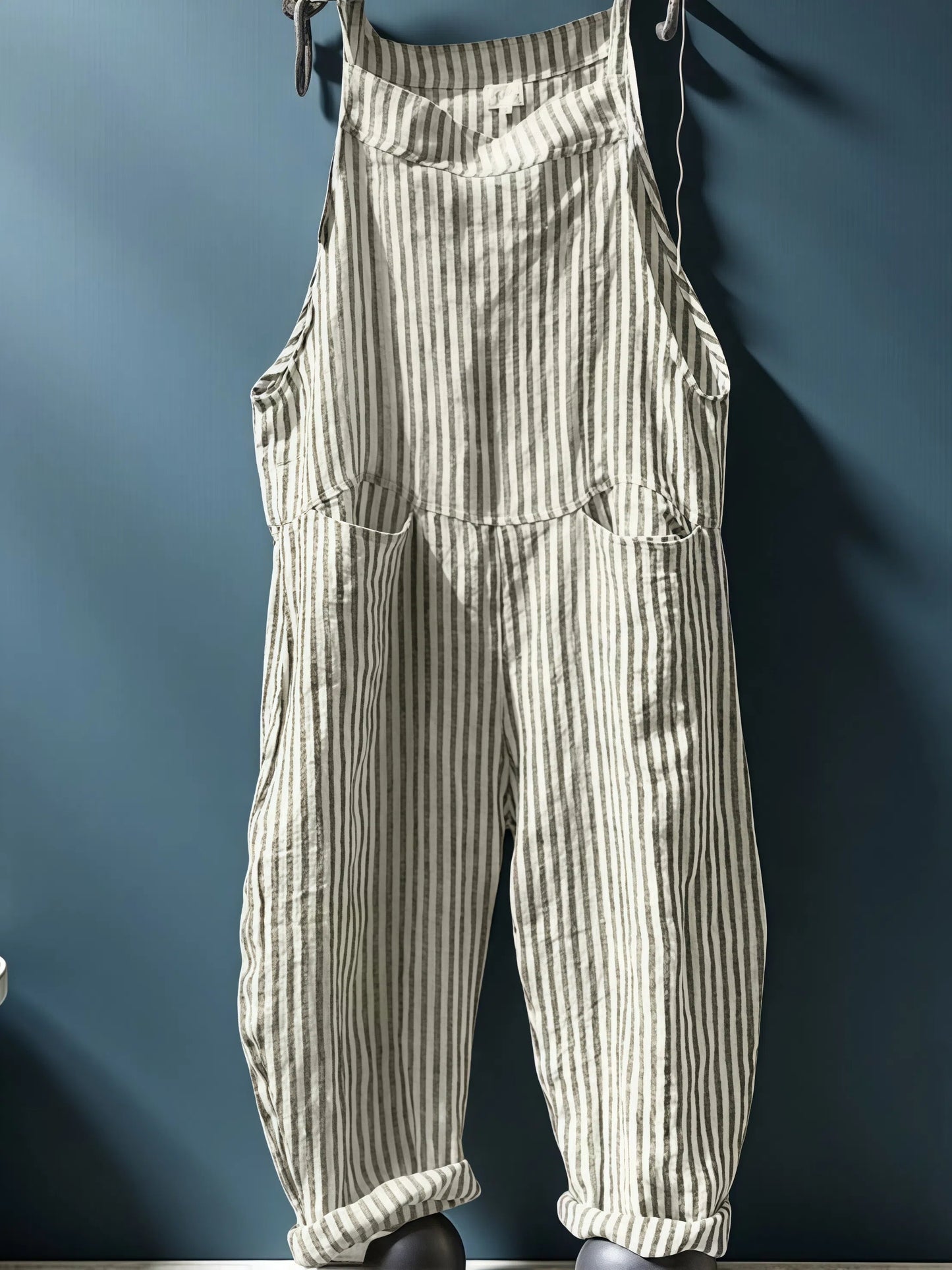 Alyssa - Gestreifter Damen-Overall mit weitem Bein