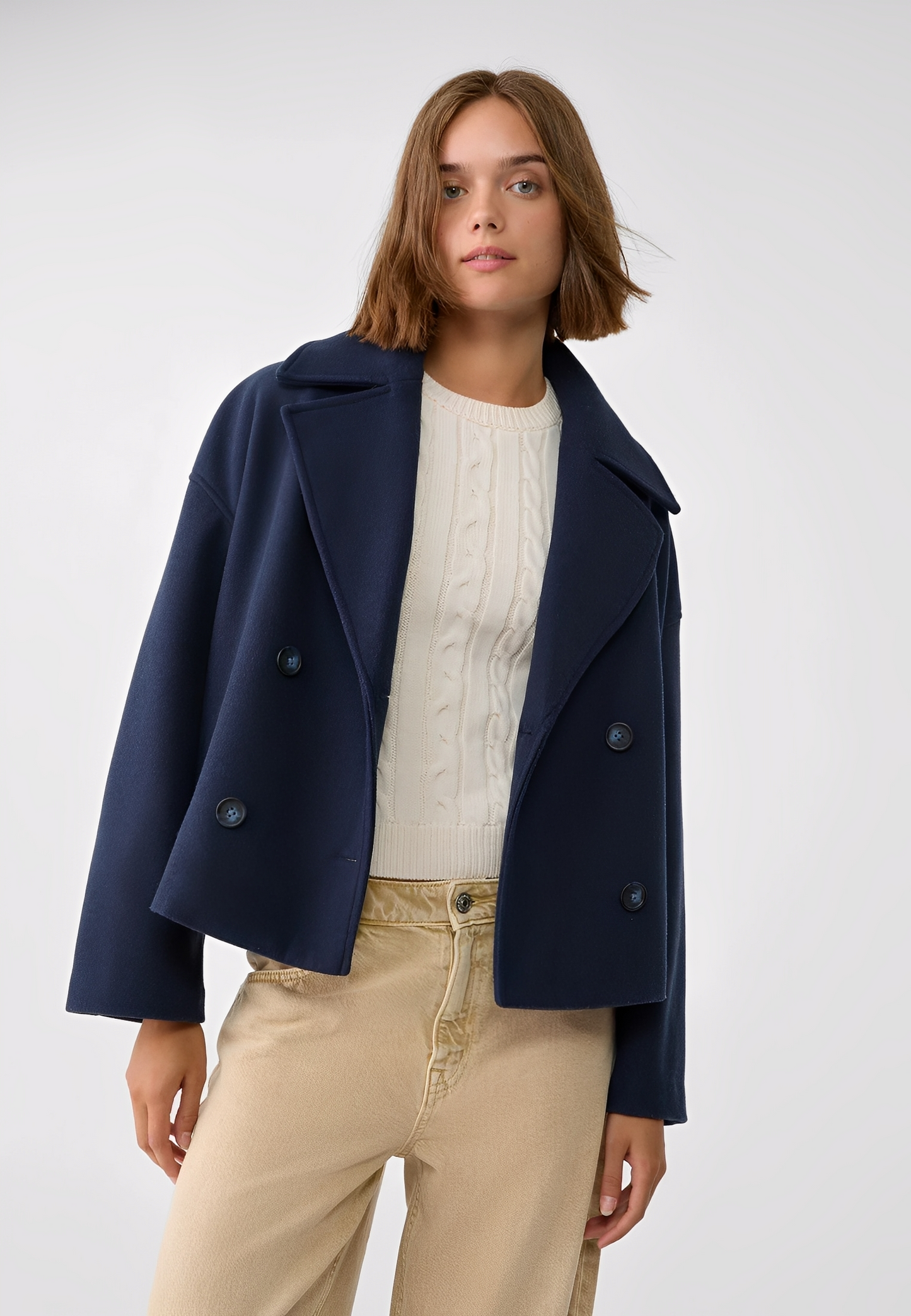 Claire – Modische Kurze Zweireihige Jacke