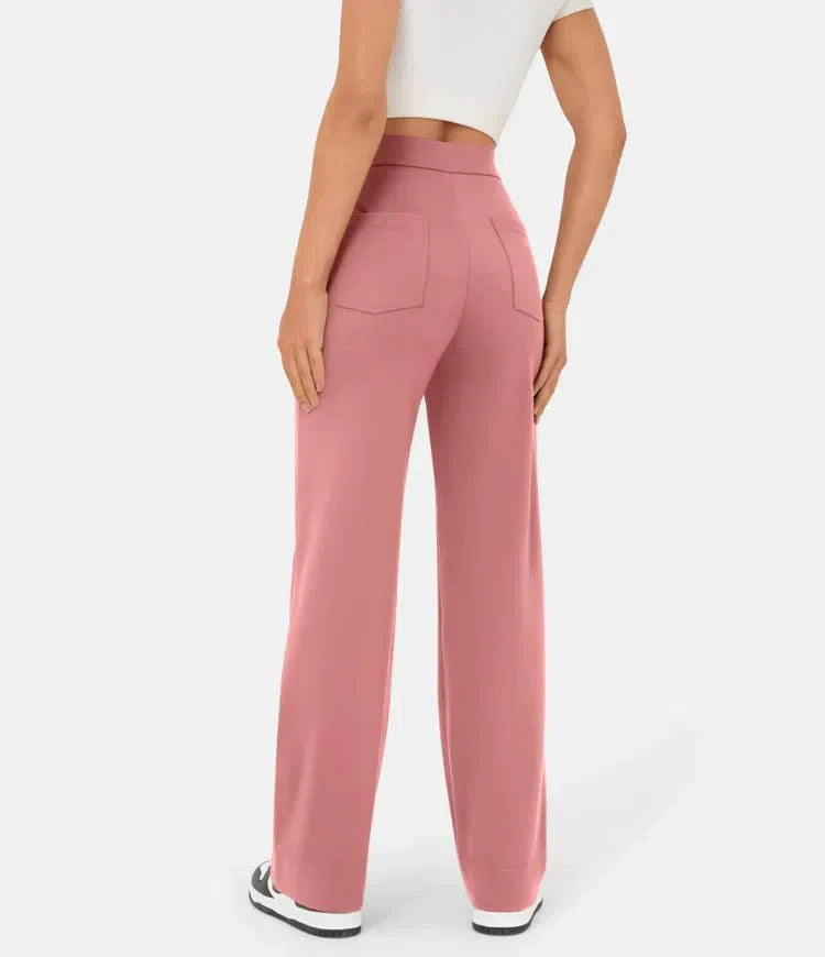 Vera – Weitbein-Hose mit hoher Taille und Knopfdetail