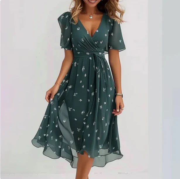 Annegret - Frauen V-Ausschnitt Kleid