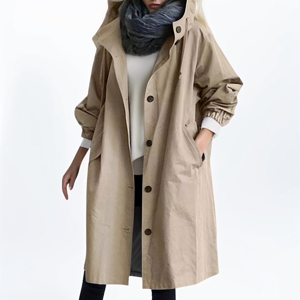 Shawna - Lange, wasserdichte Kapuzenjacke für Damen