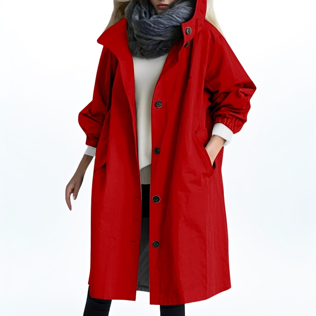 Shawna - Lange, wasserdichte Kapuzenjacke für Damen