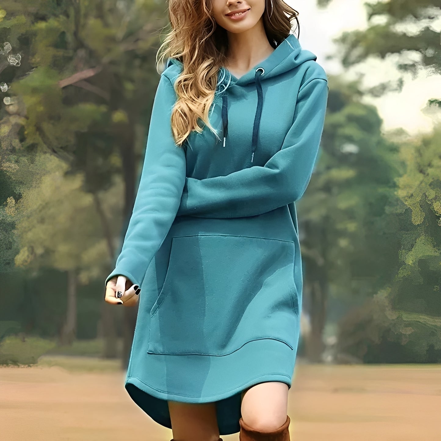 Lorraine - Lässiges langes Kapuzenkleid für Damen