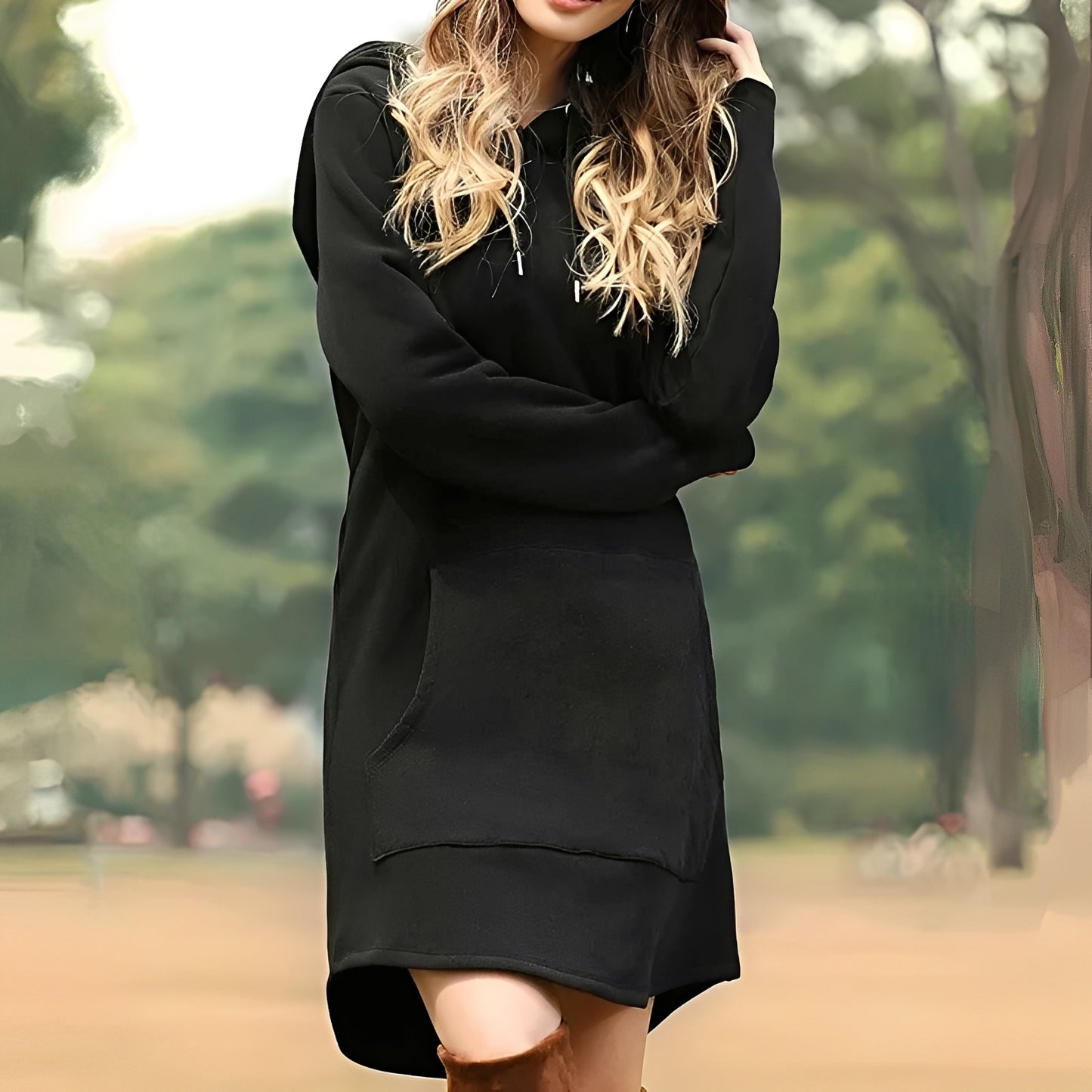 Lorraine - Lässiges langes Kapuzenkleid für Damen