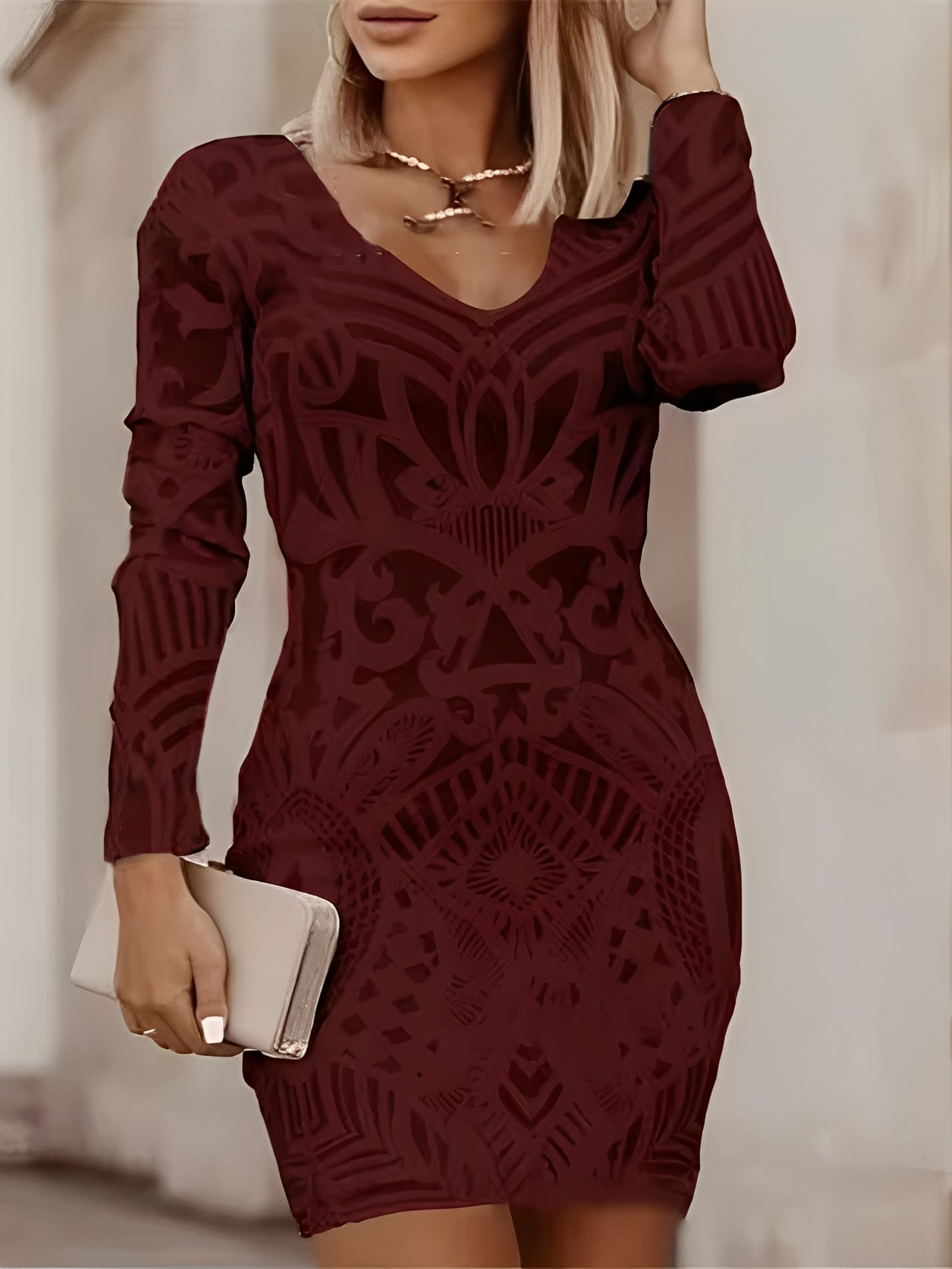 Felisha - Figurbetontes, langärmeliges Minikleid für Damen