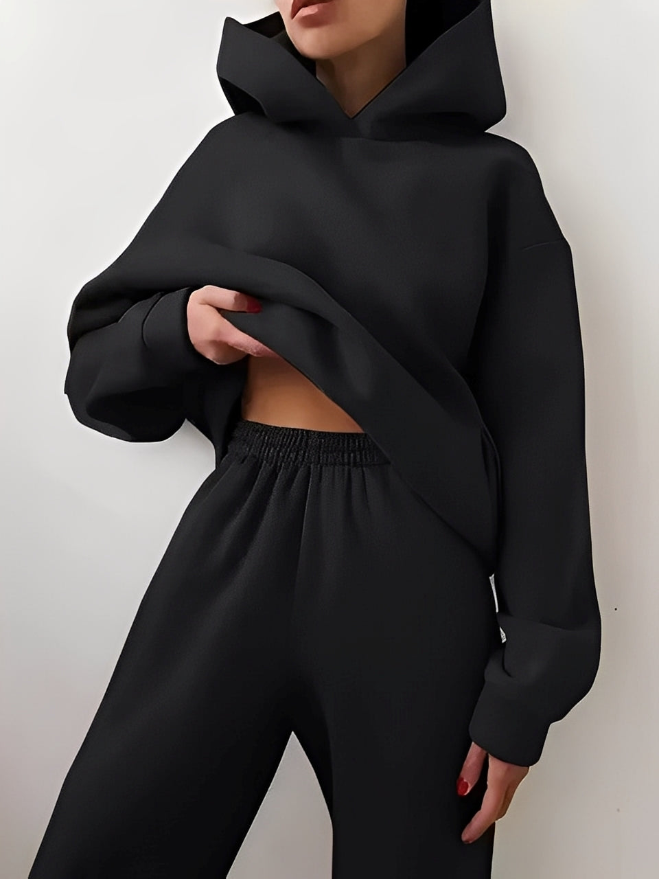 Adelia – Unifarbenes Hoodie-Set