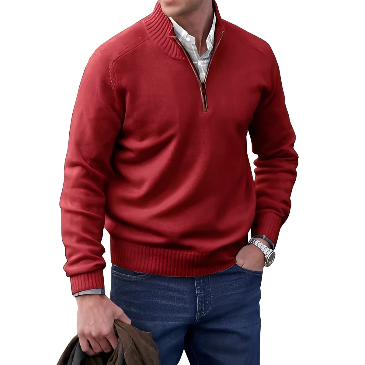 Jeremy - Lässiger Kaschmirpullover mit Reißverschluss für Herren