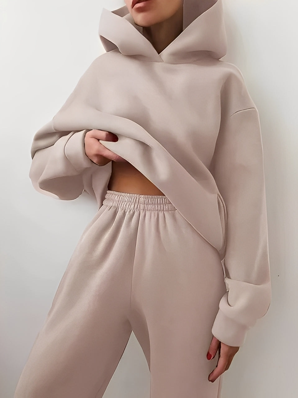 Adelia – Unifarbenes Hoodie-Set