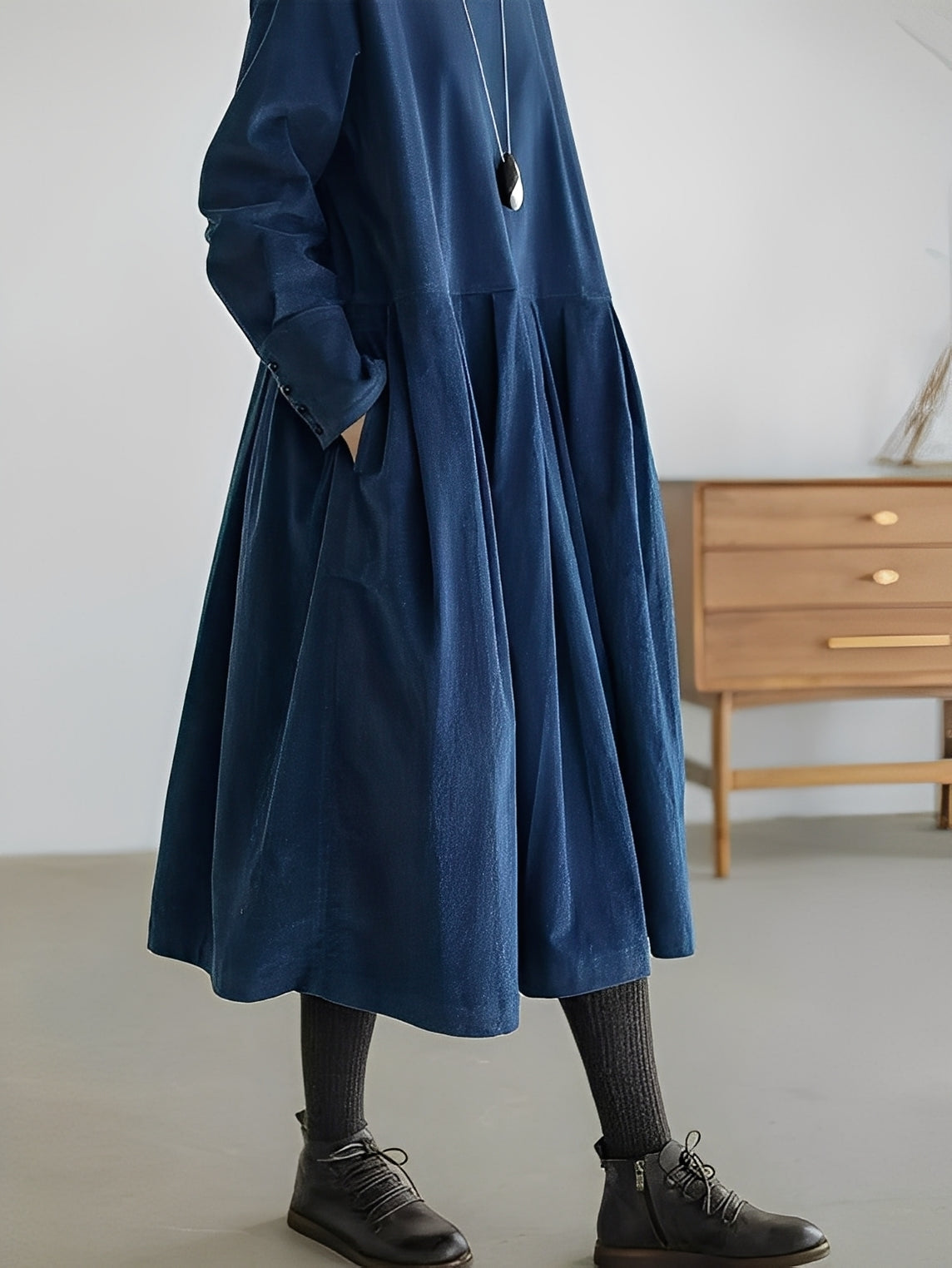 Shyanne - Lässiges, lockeres Cordkleid mit Taschen für Damen