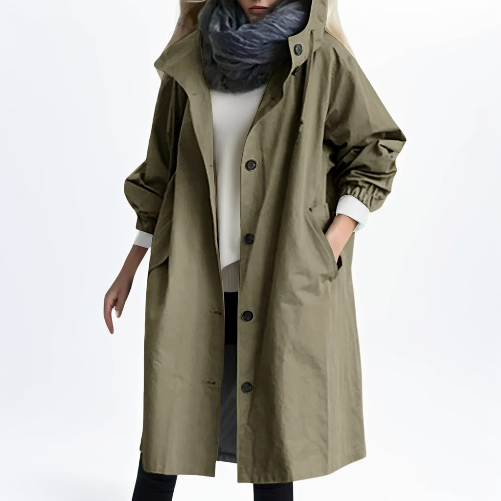 Shawna - Lange, wasserdichte Kapuzenjacke für Damen