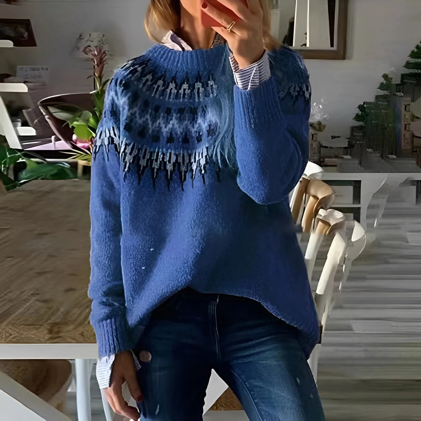 Remy - Klassischer bedruckter Pullover für Damen