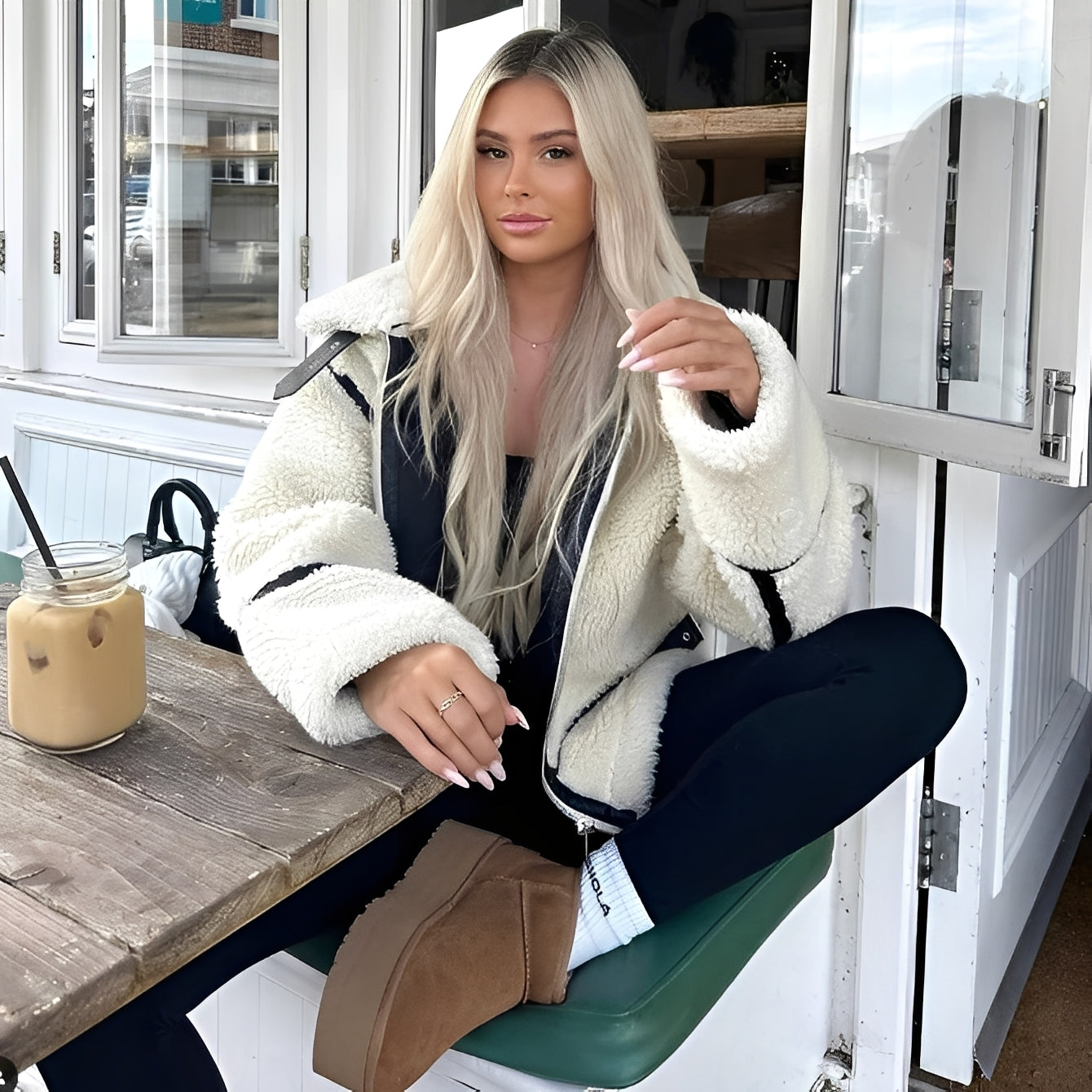 Bethney - Warmer Teddy-Fleece-Mantel für Damen