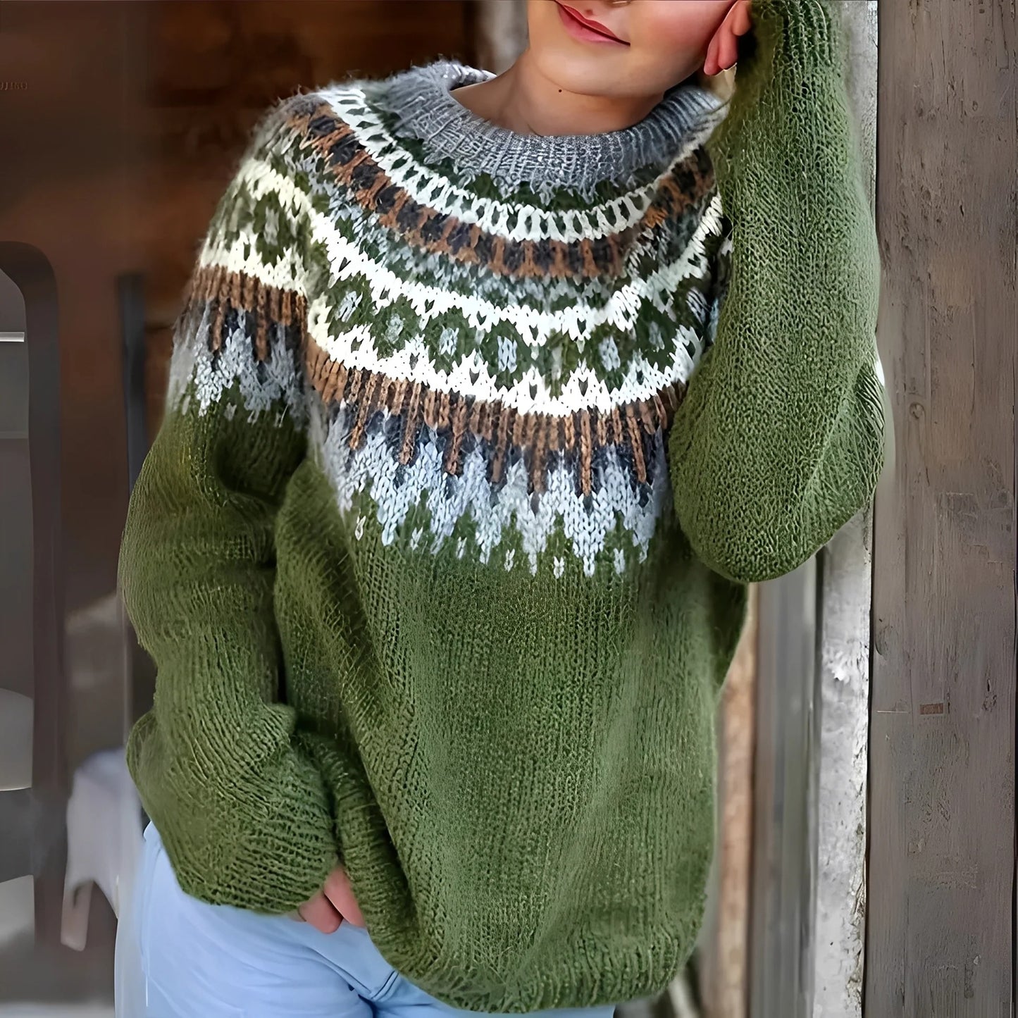 Arline - Jacquard-Pullover im isländischen Stil für Damen