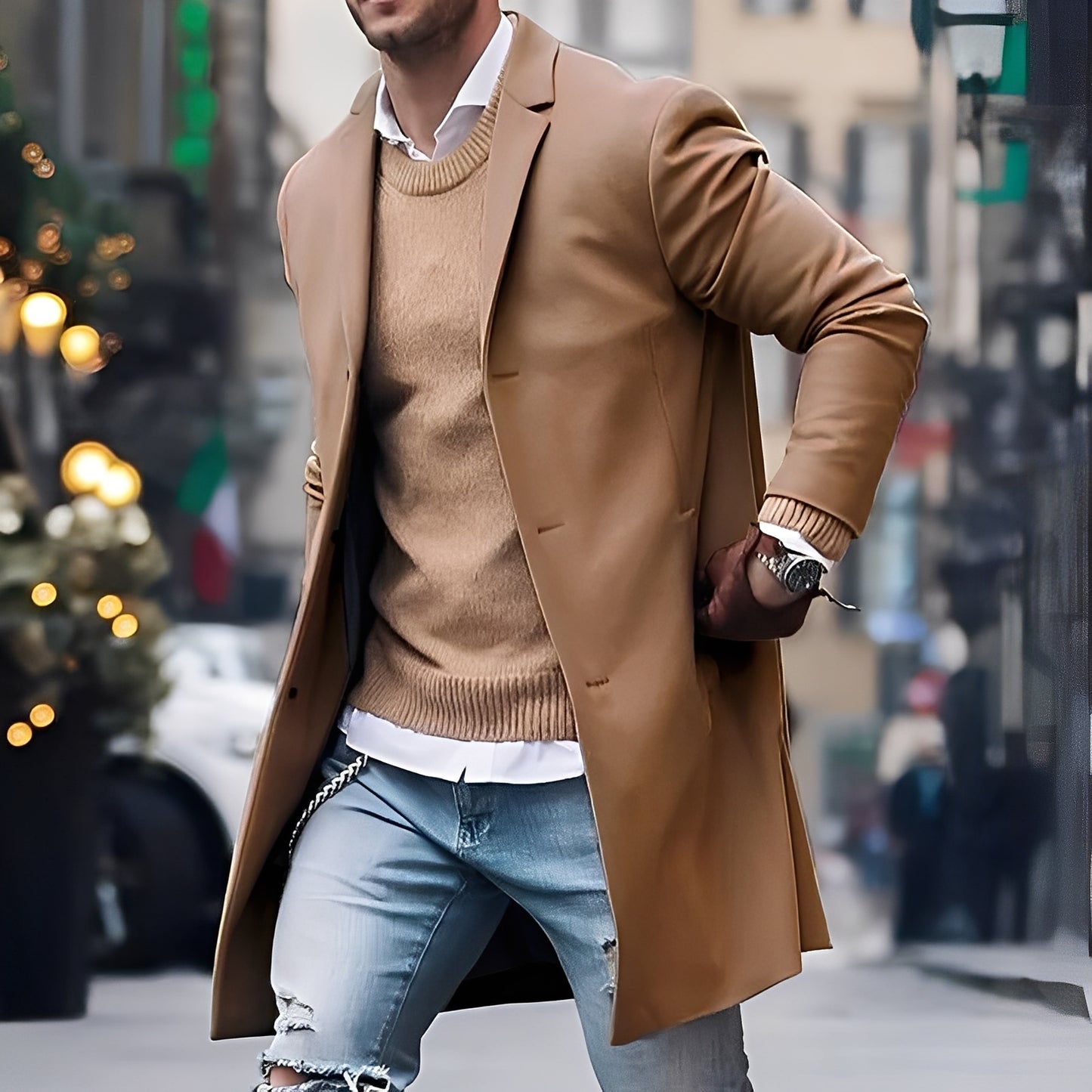 Landen - Eleganter Trenchcoat mit Reverskragen für Herren