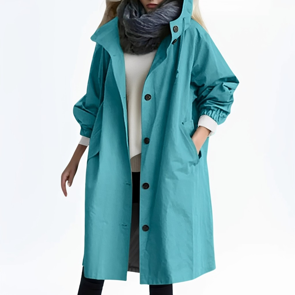 Shawna - Lange, wasserdichte Kapuzenjacke für Damen