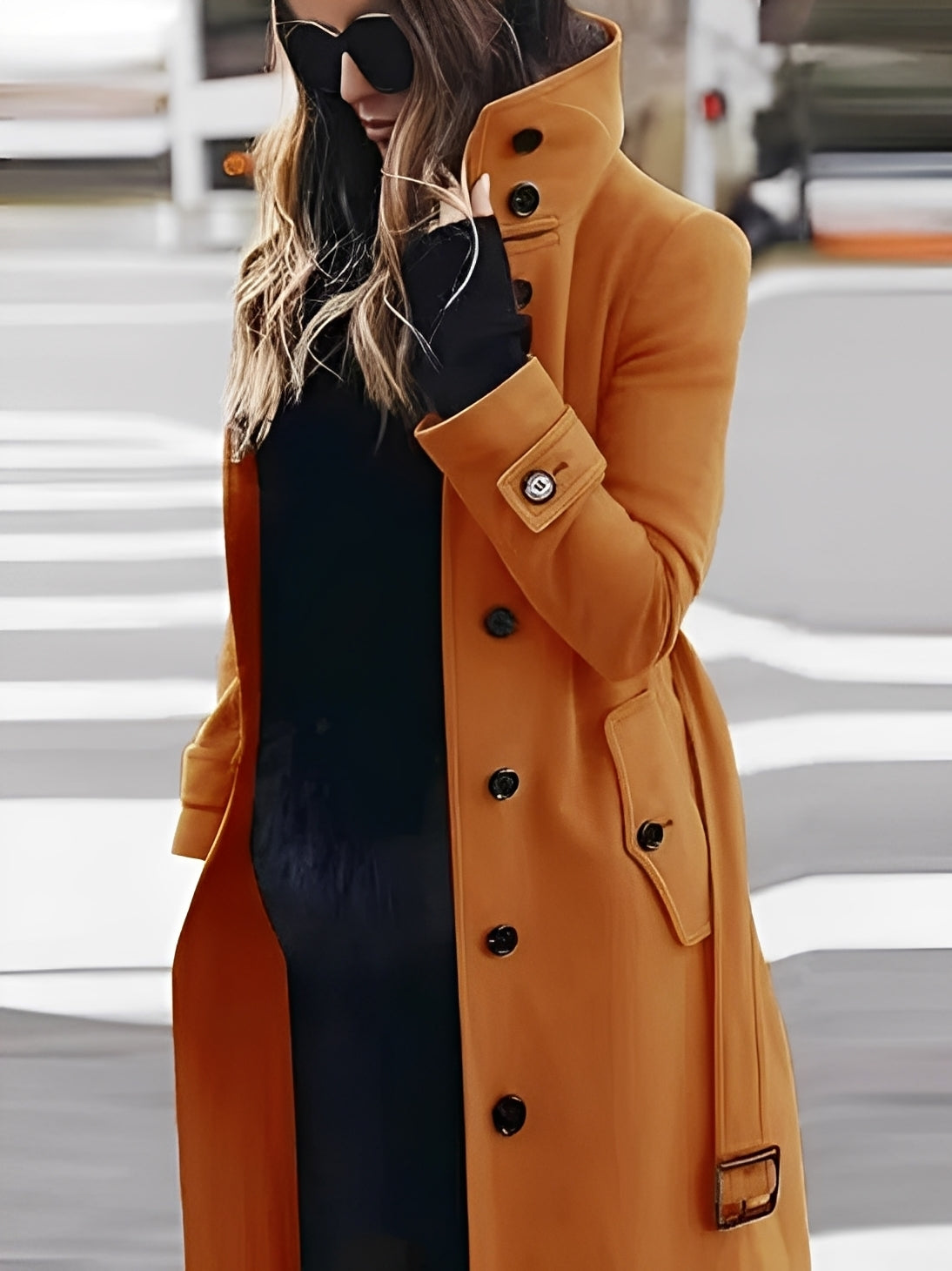 Mikaela - Eleganter, schmal geschnittener Wollmantel für Damen
